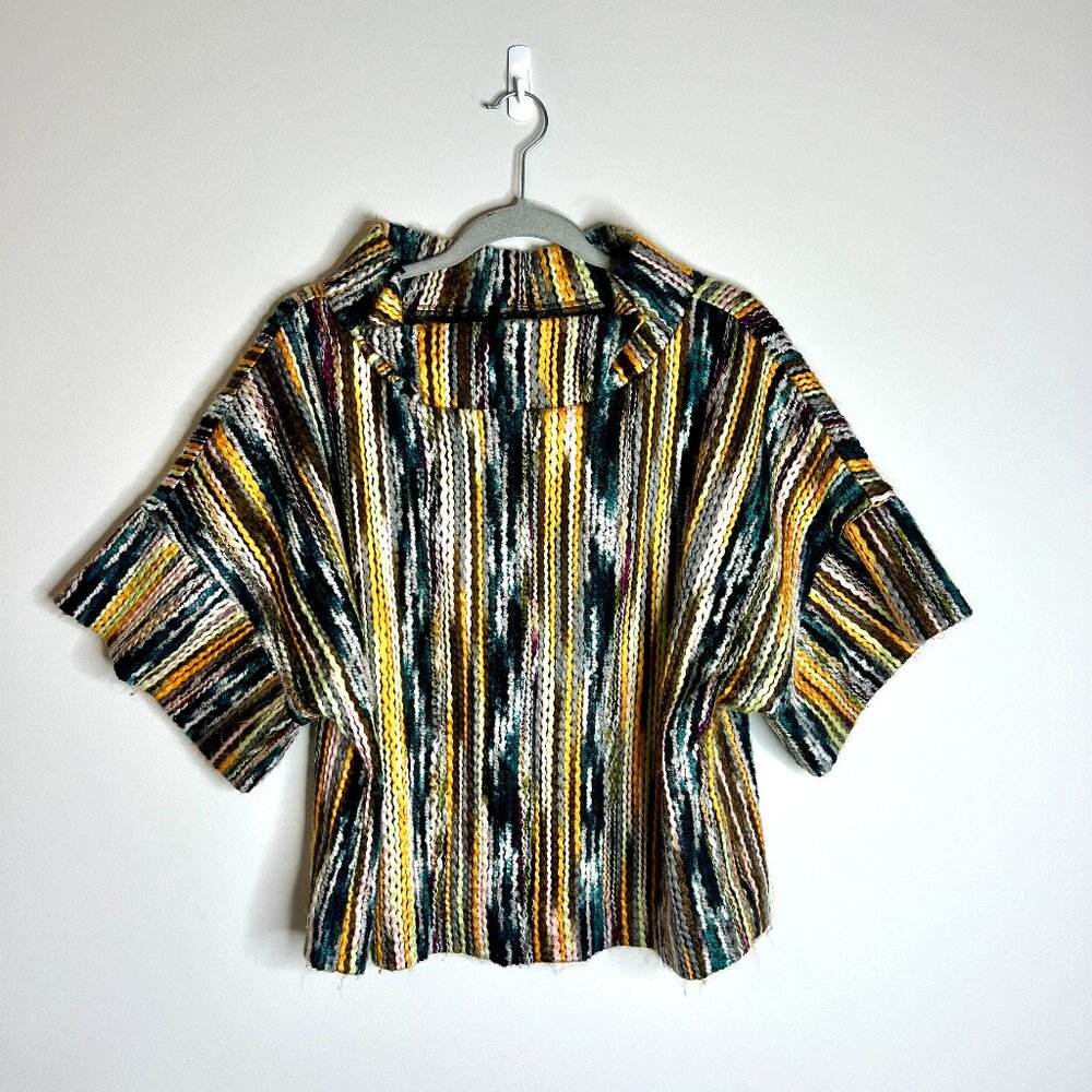 Ivy Jane 3D Wiggle Yarn Chunky Knit Short Sleeve Cropped Sweater Boho Sz S/M